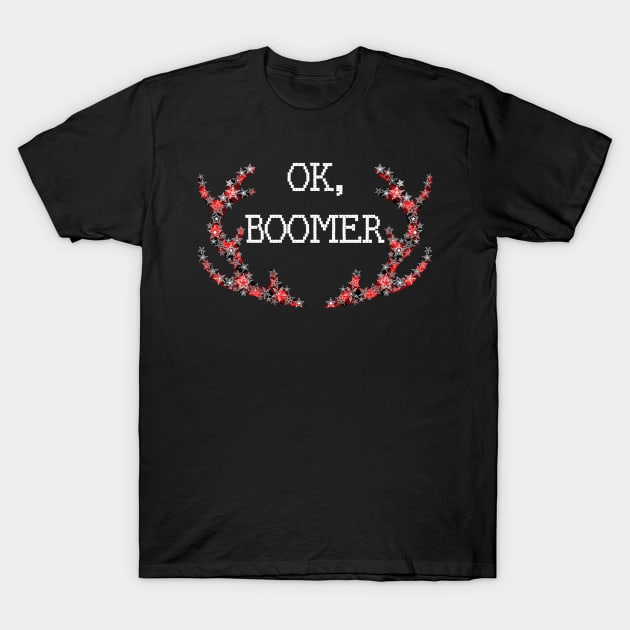 OK Boomer Meme Millennial Gen Z Ugly Christmas Gift T-Shirt by Ai Wanderer